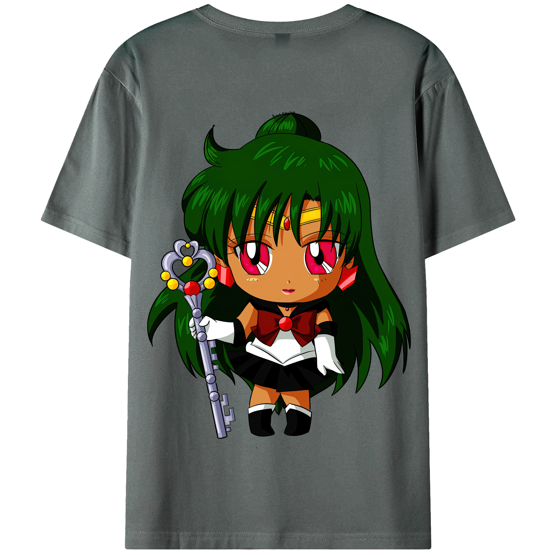 （画像用） 美少女戦士セーラームーン 冥王せつな Sailor Moon Meiou Setsuna 綿100％半袖Tシャツ（背面プリント）